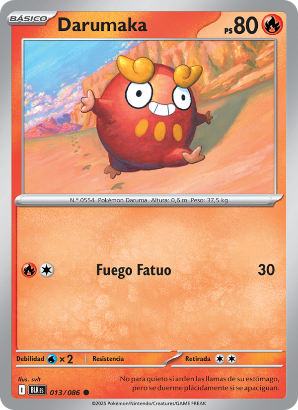 Darumaka 013 — Fulgor Negro (Spanish Pokémon TCG card)