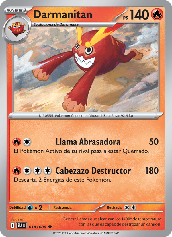 Darmanitan 014 — Fulgor Negro (Spanish Pokémon TCG card)