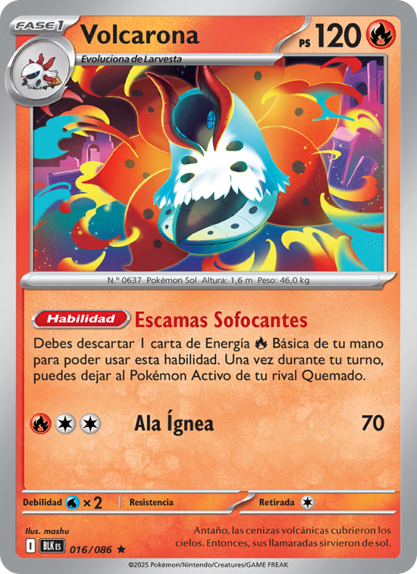 Volcarona 016 — Fulgor Negro (Spanish Pokémon TCG card)