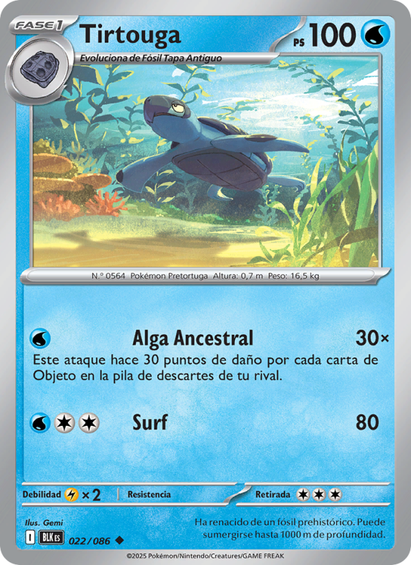 Tirtouga 022 — Fulgor Negro (Spanish Pokémon TCG card)