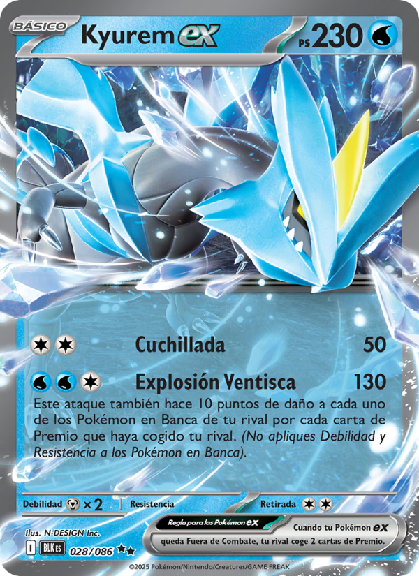 Kyurem ex 028 — Fulgor Negro (Spanish Pokémon TCG card)