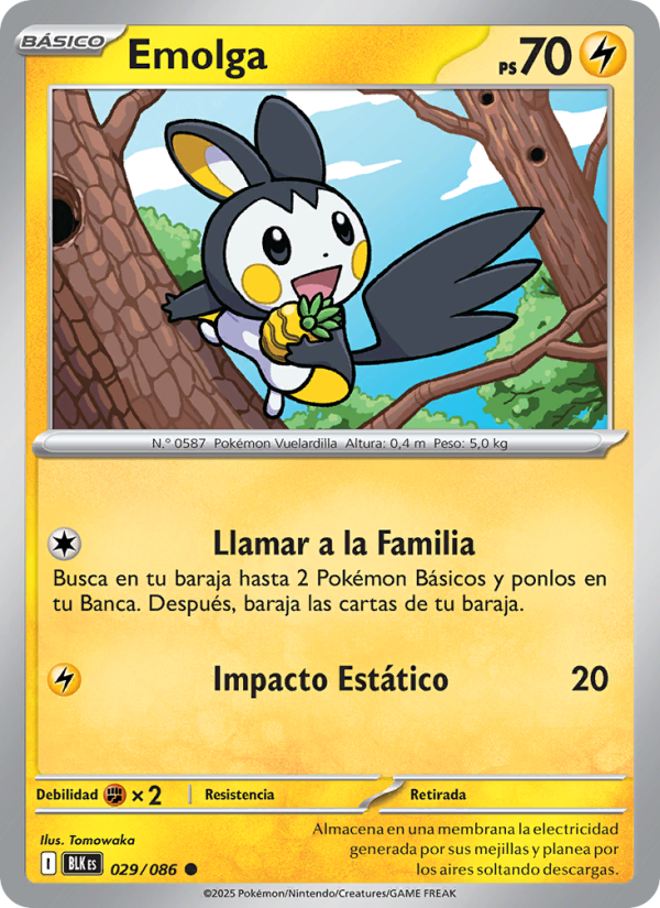 Emolga 029 — Fulgor Negro (Spanish Pokémon TCG card)