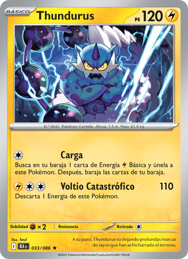 Thundurus 033 — Fulgor Negro (Spanish Pokémon TCG card)