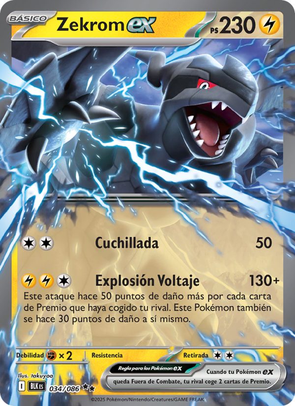 Zekrom ex 034 — Fulgor Negro (Spanish Pokémon TCG card)