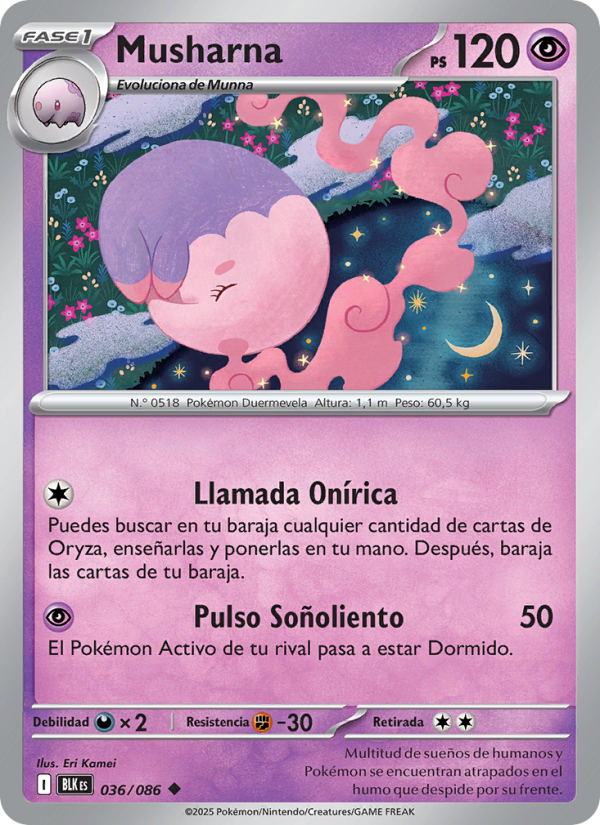 Musharna 036 — Fulgor Negro (Spanish Pokémon TCG card)