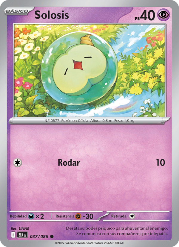 Solosis 037 — Fulgor Negro (Spanish Pokémon TCG card)