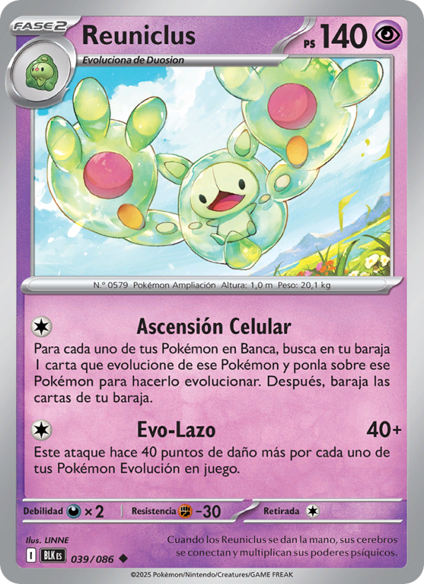 Reuniclus 039 — Fulgor Negro (Spanish Pokémon TCG card)
