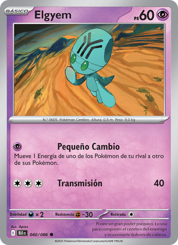 Elgyem 040 — Fulgor Negro (Spanish Pokémon TCG card)