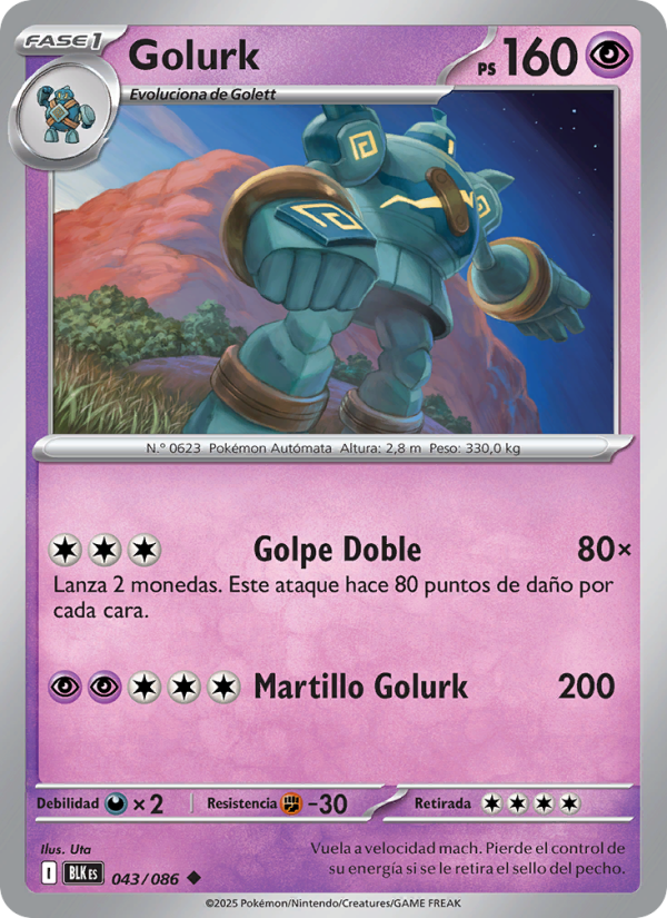 Golurk 043 — Fulgor Negro (Spanish Pokémon TCG card)