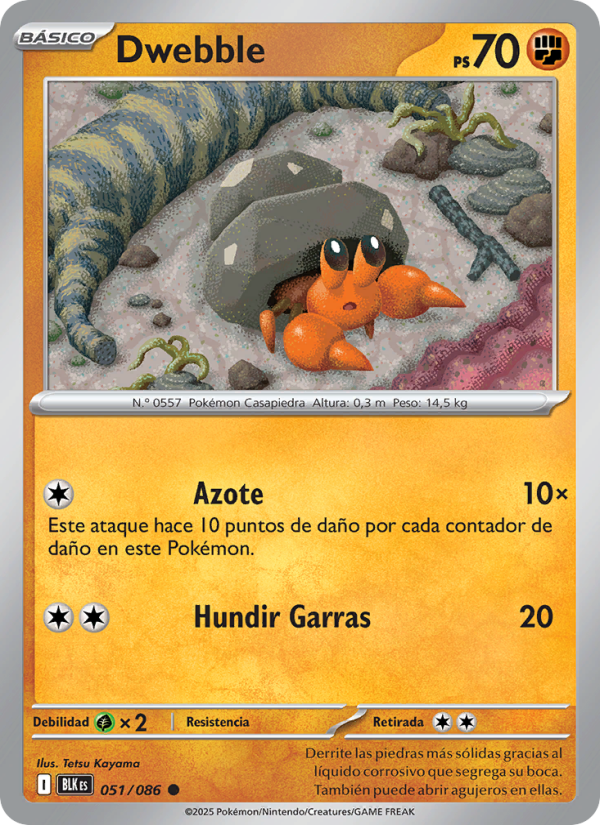 Dwebble 051 — Fulgor Negro (Spanish Pokémon TCG card)