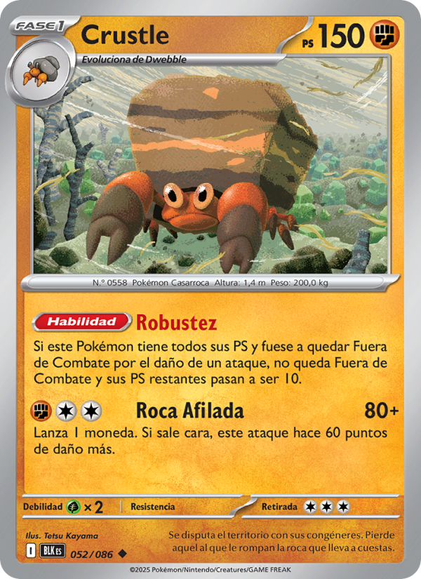 Crustle 052 — Fulgor Negro (Spanish Pokémon TCG card)