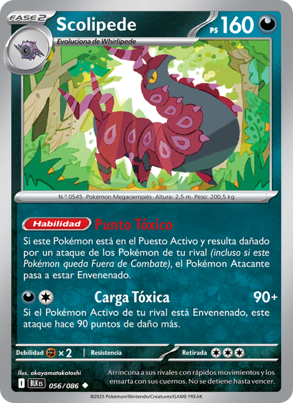Scolipede 056 — Fulgor Negro (Spanish Pokémon TCG card)