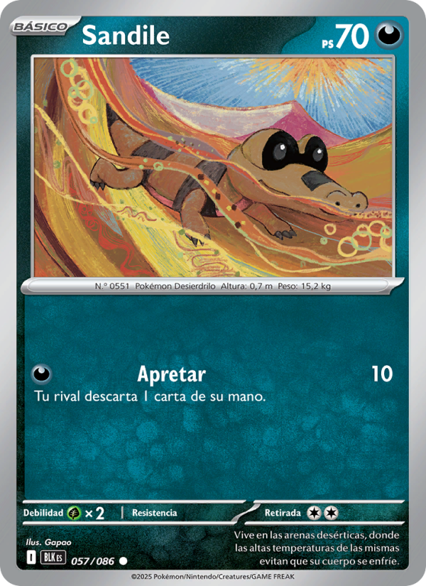 Sandile 057 — Fulgor Negro (Spanish Pokémon TCG card)