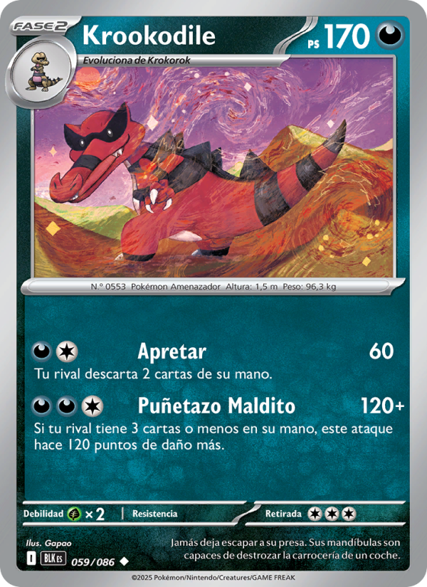 Krookodile 059 — Fulgor Negro (Spanish Pokémon TCG card)