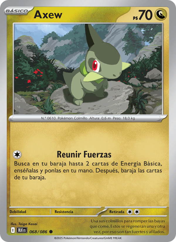 Axew 068 — Fulgor Negro (Spanish Pokémon TCG card)