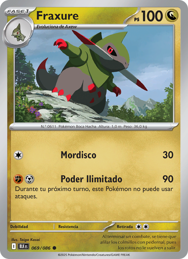 Fraxure 069 — Fulgor Negro (Spanish Pokémon TCG card)