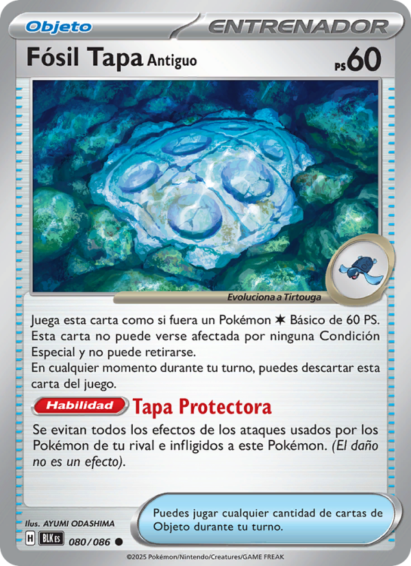 Fósil Tapa Antiguo 080 — Fulgor Negro (Spanish Pokémon TCG card)
