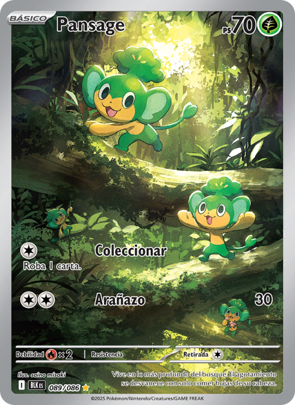 Pansage 089 — Fulgor Negro (Spanish Pokémon TCG card)