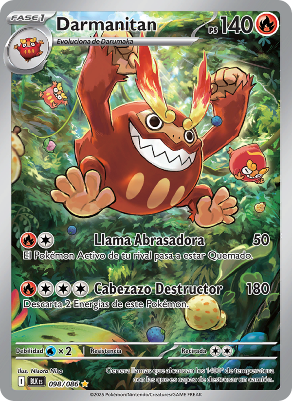 Darmanitan 098 — Fulgor Negro (Spanish Pokémon TCG card)