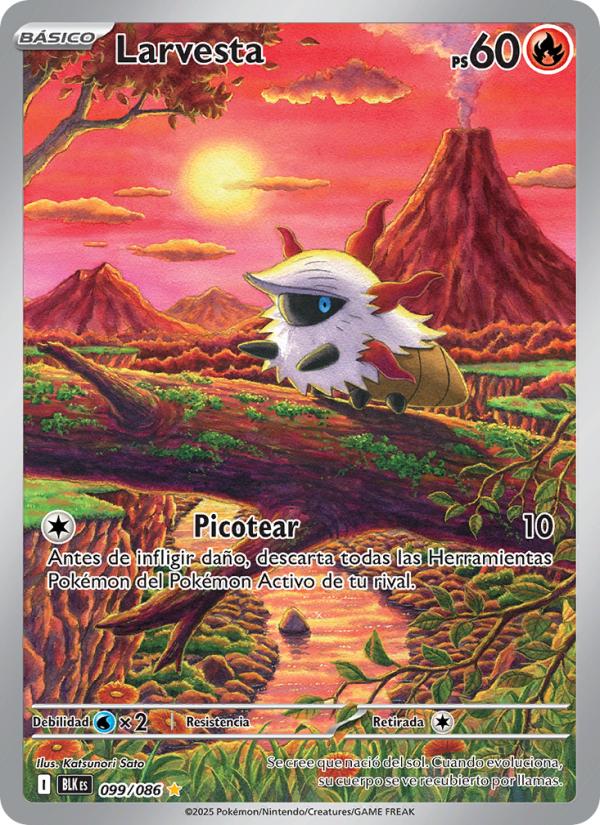 Larvesta 099 — Fulgor Negro (Spanish Pokémon TCG card)