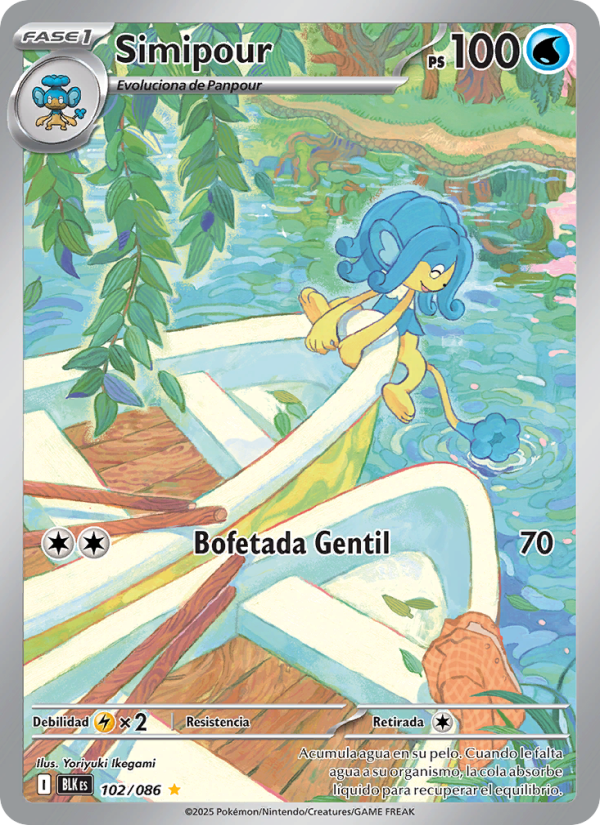 Simipour 102 — Fulgor Negro (Spanish Pokémon TCG card)