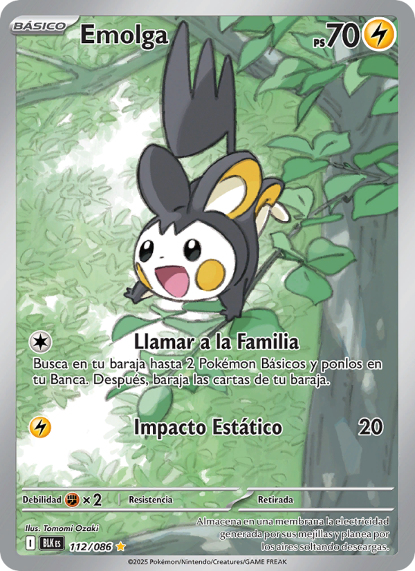 Emolga 112 — Fulgor Negro (Spanish Pokémon TCG card)
