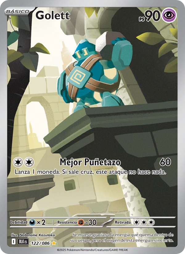 Golett 122 — Fulgor Negro (Spanish Pokémon TCG card)