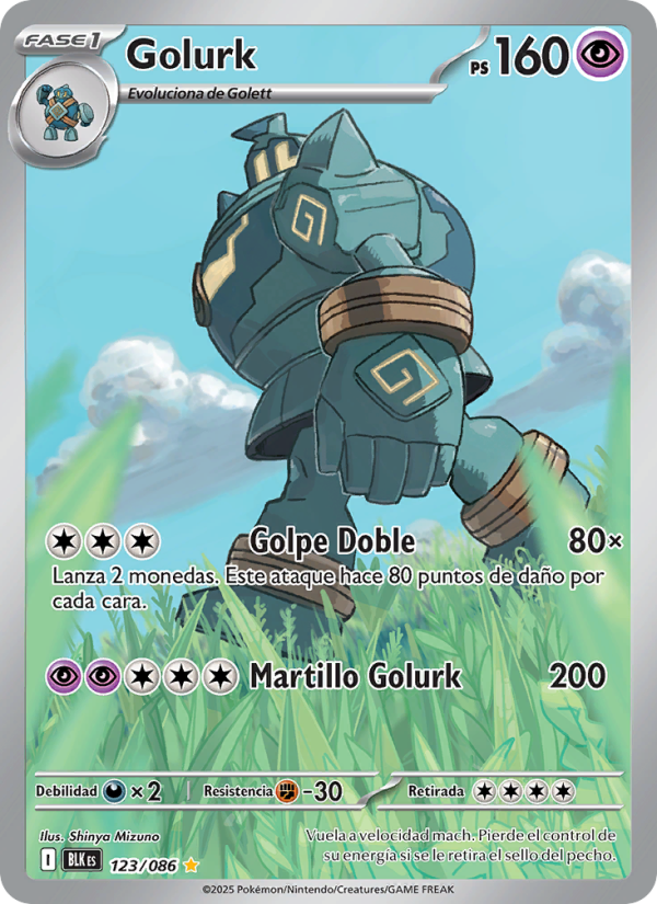 Golurk 123 — Fulgor Negro (Spanish Pokémon TCG card)