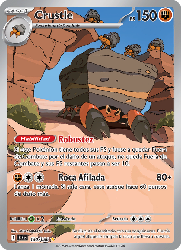 Crustle 130 — Fulgor Negro (Spanish Pokémon TCG card)