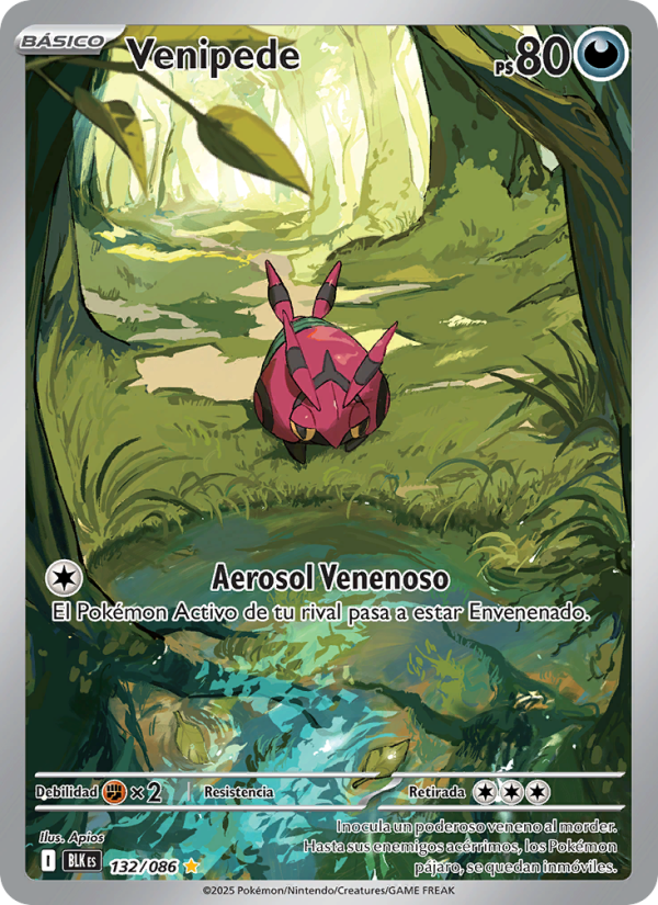 Venipede 132 — Fulgor Negro (Spanish Pokémon TCG card)