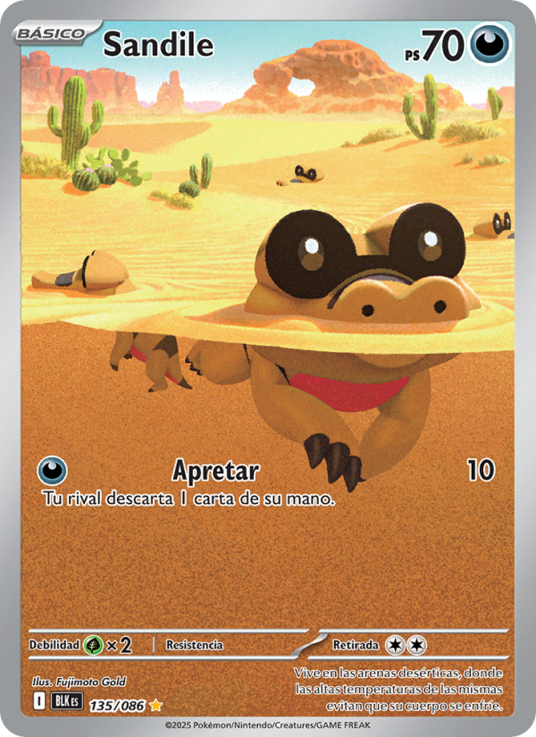 Sandile 135 — Fulgor Negro (Spanish Pokémon TCG card)