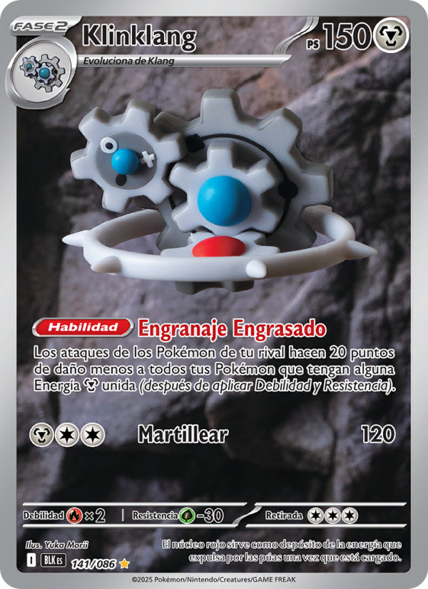 Klinklang 141 — Fulgor Negro (Spanish Pokémon TCG card)