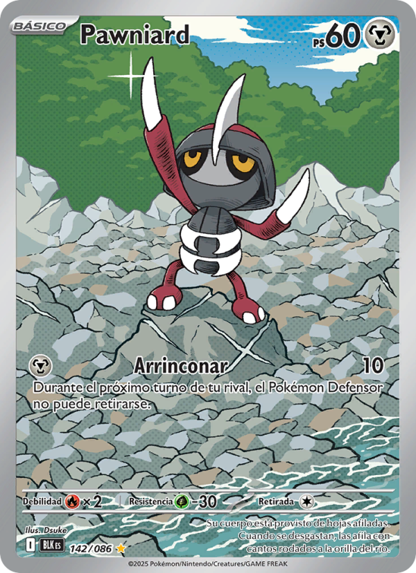 Pawniard 142 — Fulgor Negro (Spanish Pokémon TCG card)