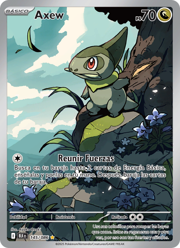 Axew 145 — Fulgor Negro (Spanish Pokémon TCG card)