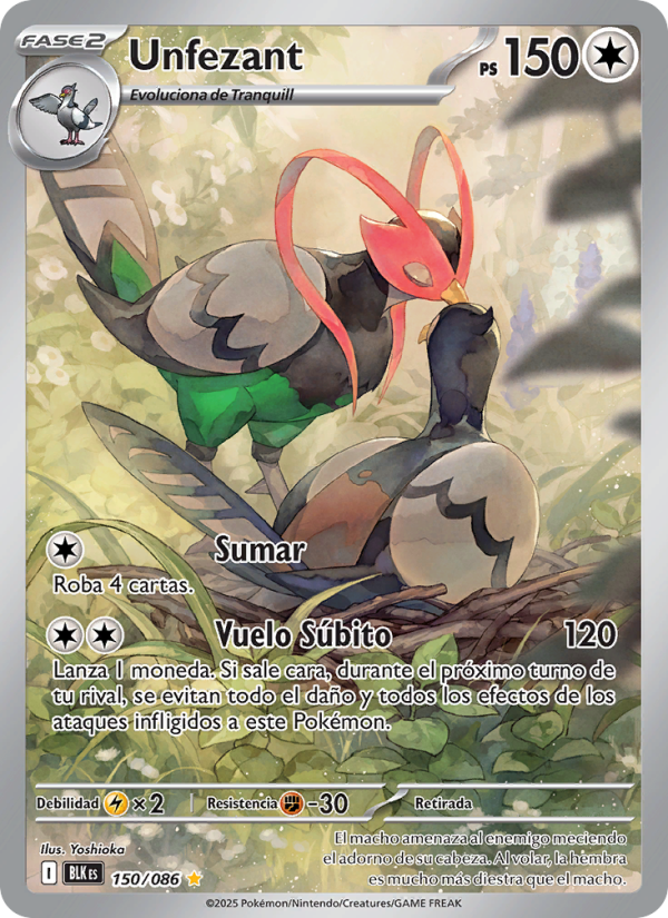 Unfezant 150 — Fulgor Negro (Spanish Pokémon TCG card)