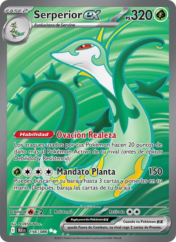 Serperior ex 156 — Fulgor Negro (Spanish Pokémon TCG card)