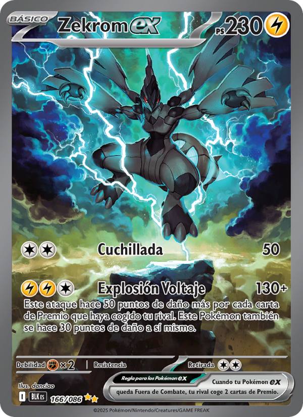 Zekrom ex 166 — Fulgor Negro (Spanish Pokémon TCG card)