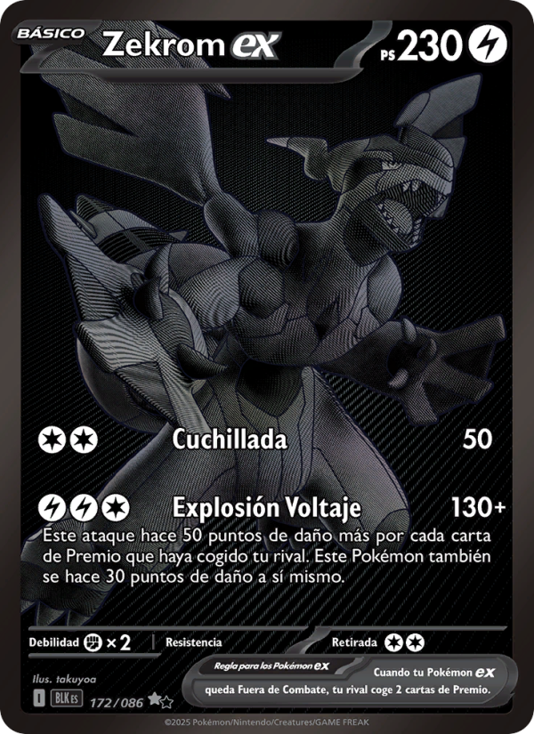 Zekrom ex 172 — Fulgor Negro (Spanish Pokémon TCG card)