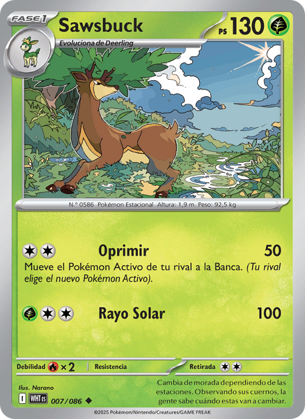Sawsbuck 007 — Llama Blanca (Spanish Pokémon TCG card)