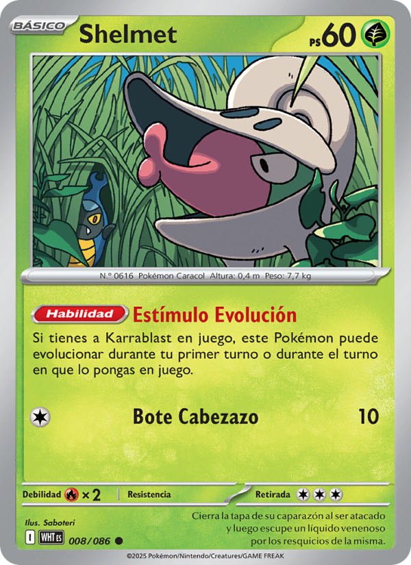 Shelmet 008 — Llama Blanca (Spanish Pokémon TCG card)