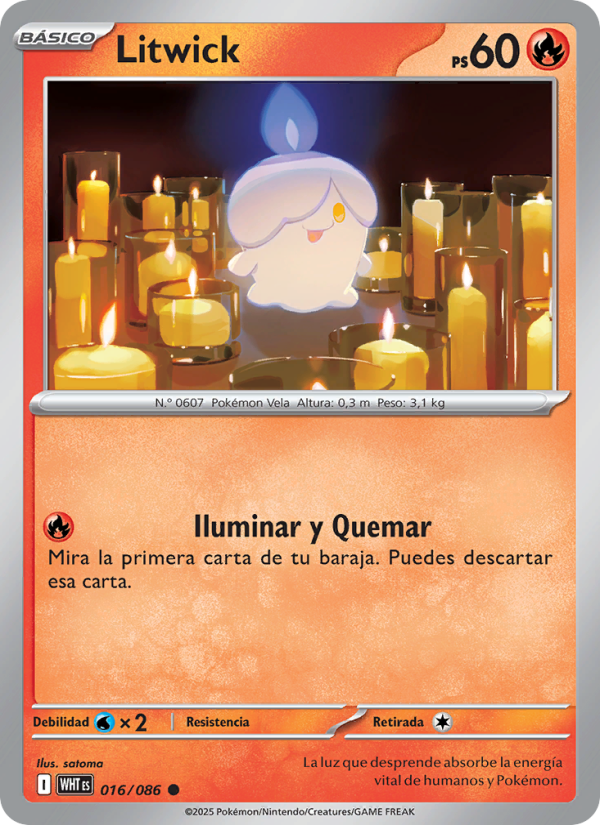 Litwick 016 — Llama Blanca (Spanish Pokémon TCG card)
