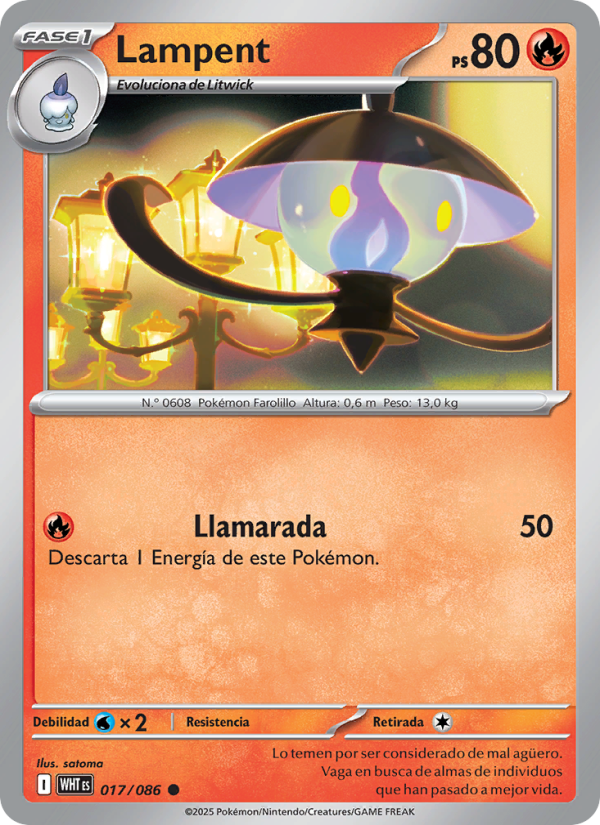 Lampent 017 — Llama Blanca (Spanish Pokémon TCG card)