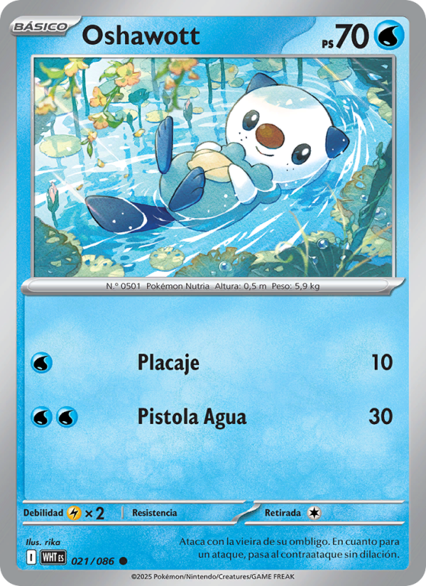 Oshawott 021 — Llama Blanca (Spanish Pokémon TCG card)