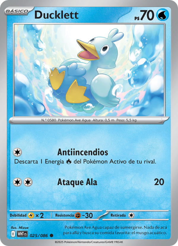 Ducklett 025 — Llama Blanca (Spanish Pokémon TCG card)