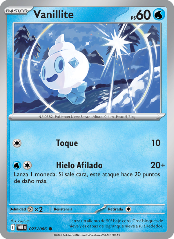 Vanillite 027 — Llama Blanca (Spanish Pokémon TCG card)
