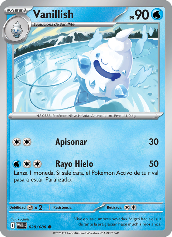 Vanillish 028 — Llama Blanca (Spanish Pokémon TCG card)