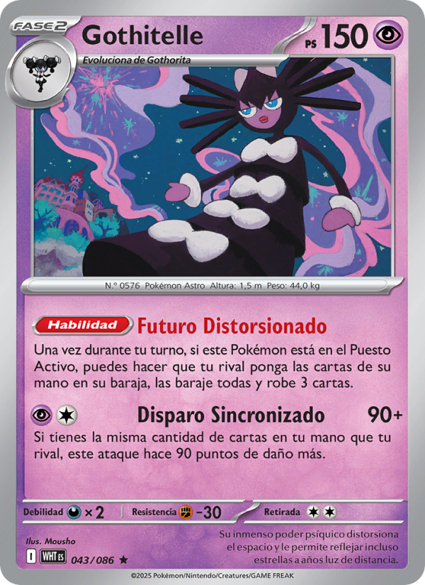 Gothitelle 043 — Llama Blanca (Spanish Pokémon TCG card)