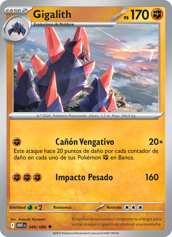Gigalith 048 — Llama Blanca (Spanish Pokémon TCG card)