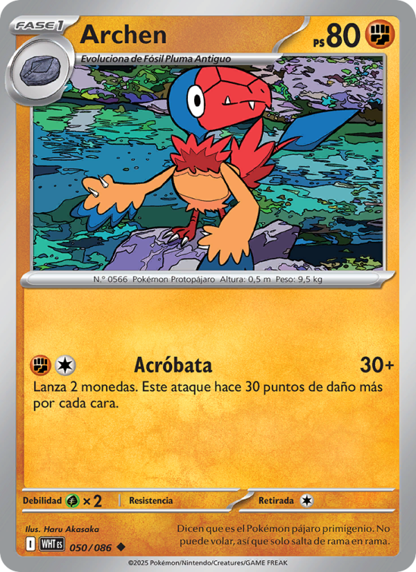 Archen 050 — Llama Blanca (Spanish Pokémon TCG card)