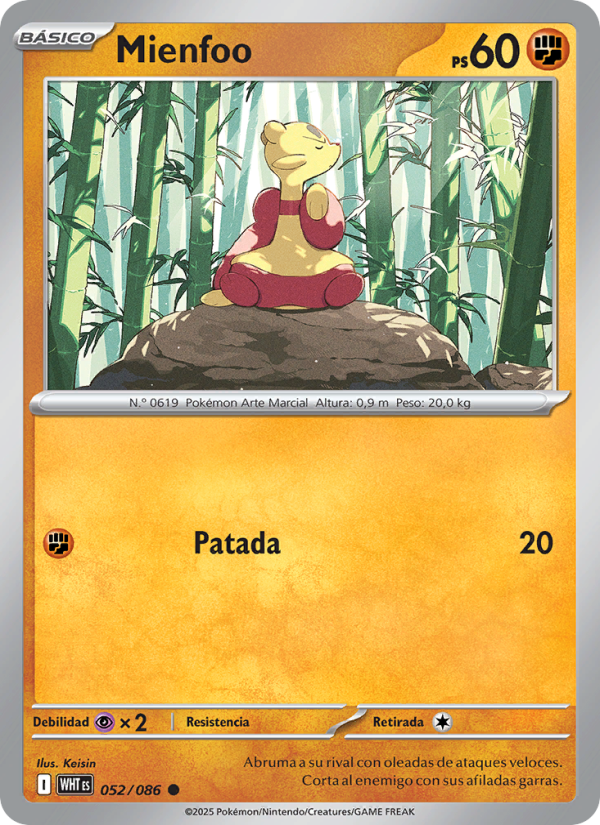 Mienfoo 052 — Llama Blanca (Spanish Pokémon TCG card)